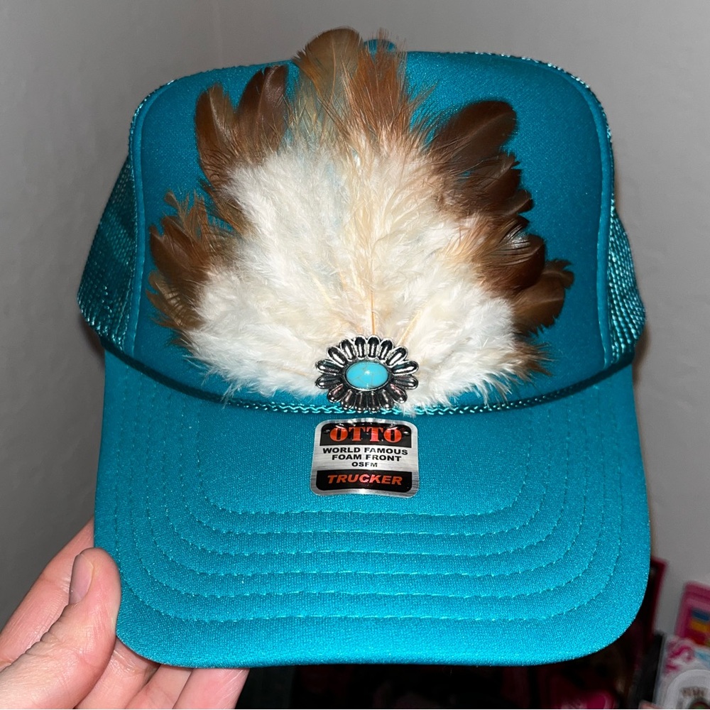 Boho Feather Trucker Hat